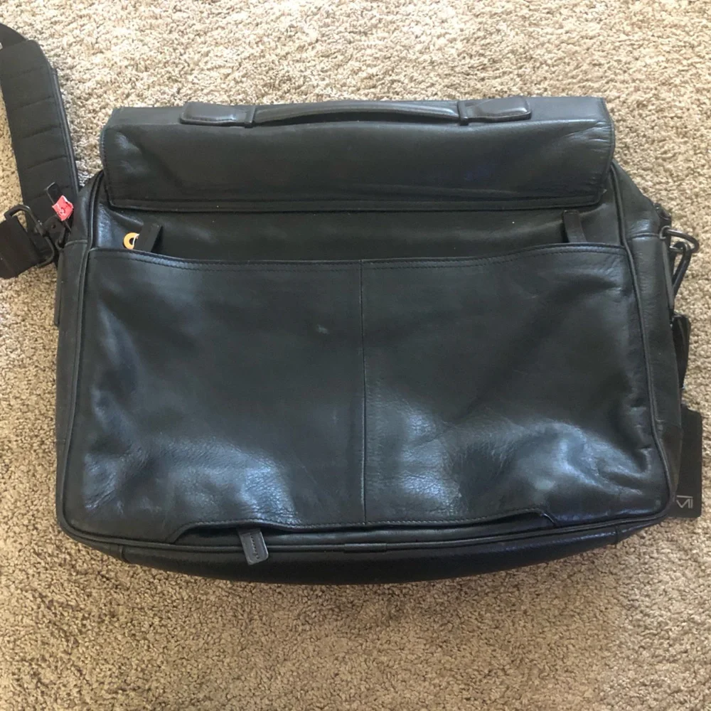 Black leather Tumi Laptop bag
